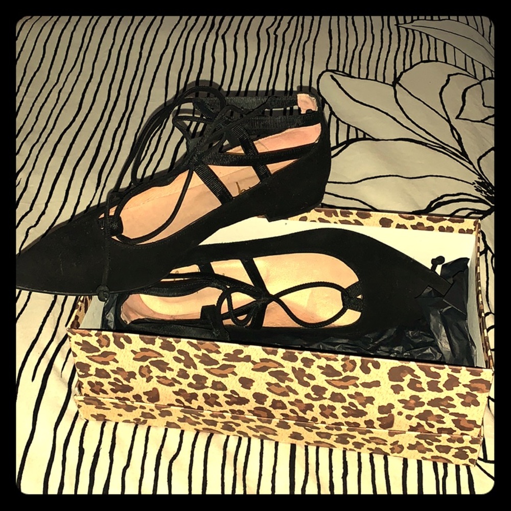 French Sole Ophelia lace-up ballerinas.